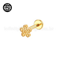 Piercing Labret Titânio Flor Detalhado