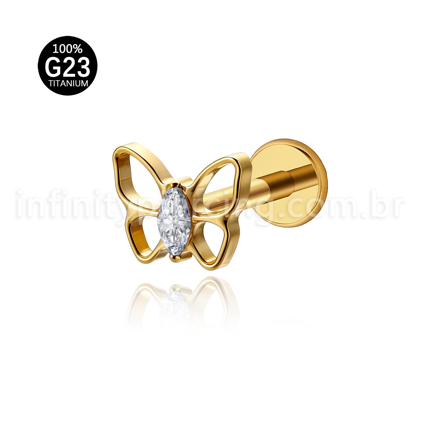 Piercing Labret Titânio Borboleta
