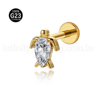 Piercing Labret Titânio Tartaruga Com Zircônia Cravejada