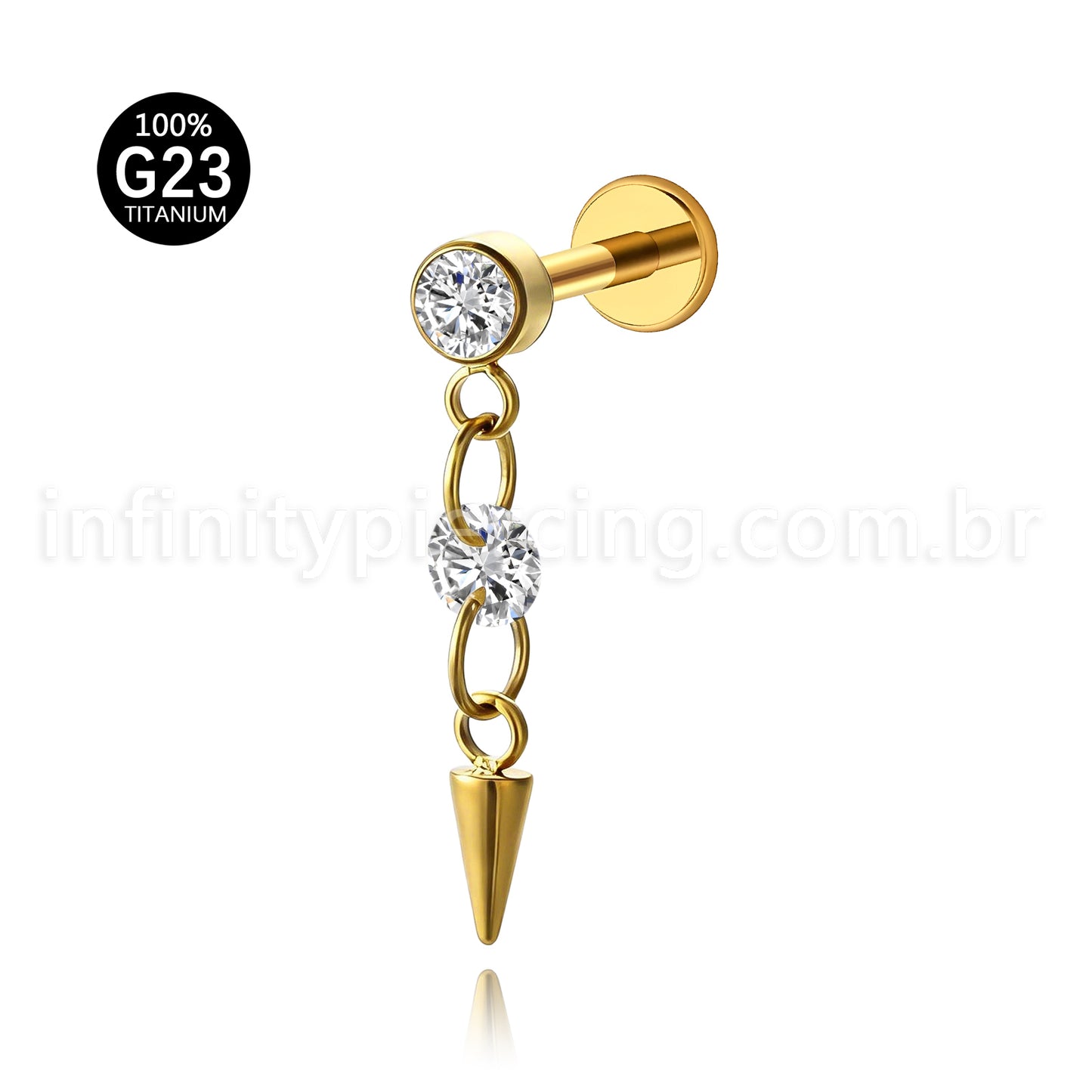 Piercing Labret Titânio Com Pingente Spike