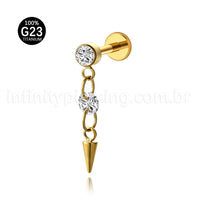 Piercing Labret Titânio Com Pingente Spike