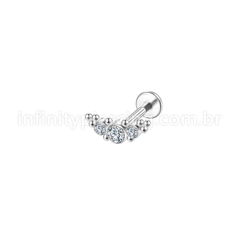 Piercing Labret Aço Cirúrgico Indiano Zircônias