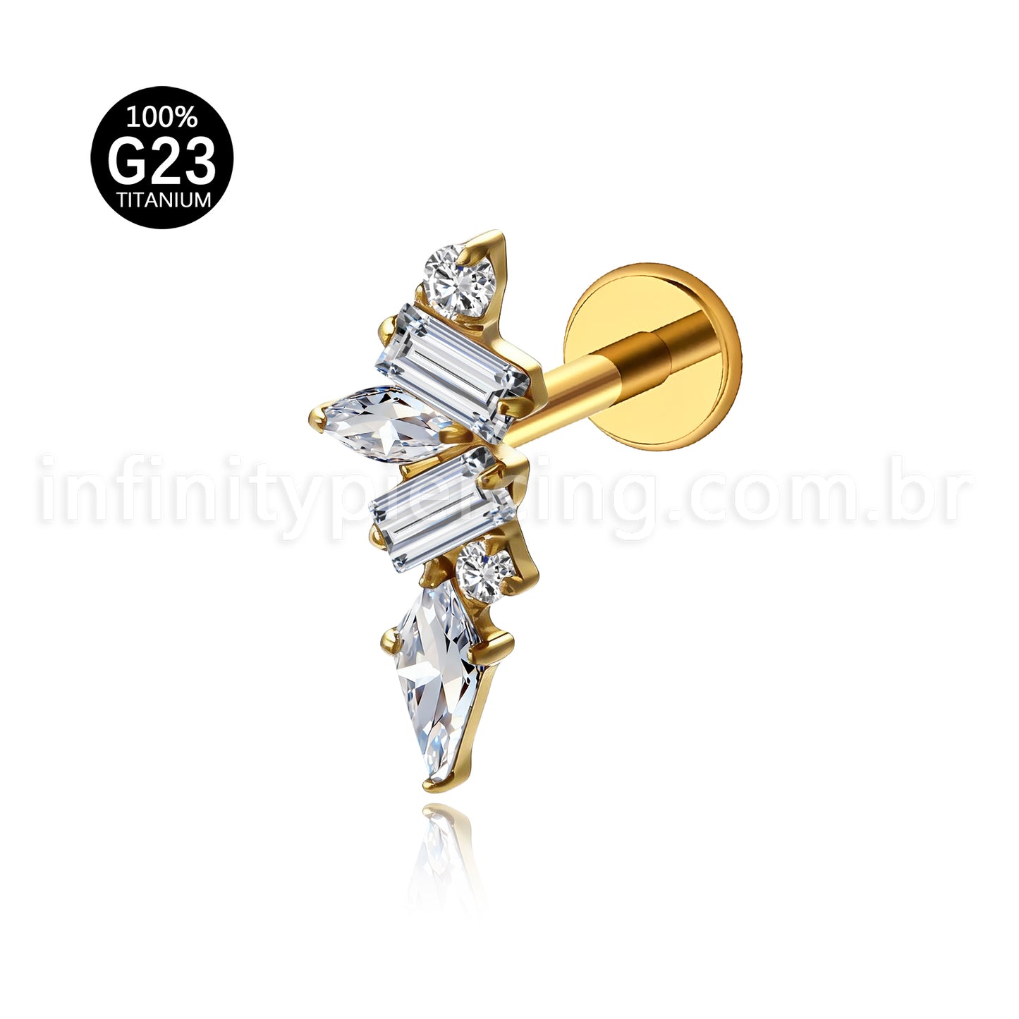 Piercing Labret Titânio Cluster Zircônia Cravejada