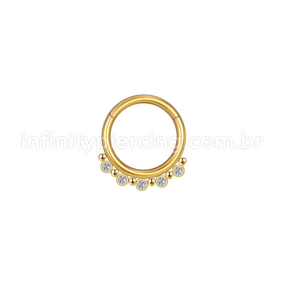 Piercing Argola Aço Cirúrgico Indiano 5 Zircônias