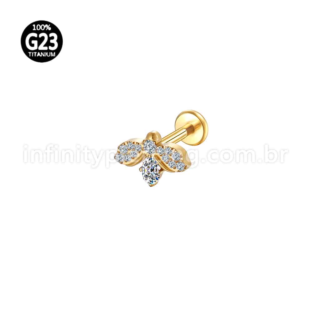 Piercing Labret Titânio Abelha Zircônia