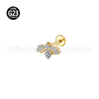 Piercing Labret Titânio Abelha Zircônia