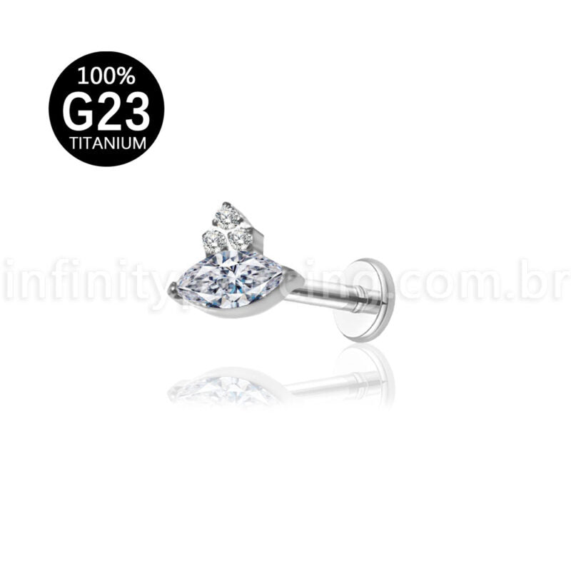 Piercing Labret Titânio Zircônia Cravejada