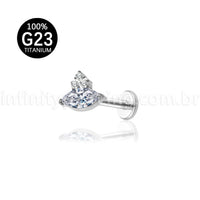 Piercing Labret Titânio Zircônia Cravejada