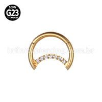 Piercing Titânio Segmento Articulado Lua Zircônia Cravejada