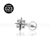 Piercing Labret Titânio X Zircônia Cravejada
