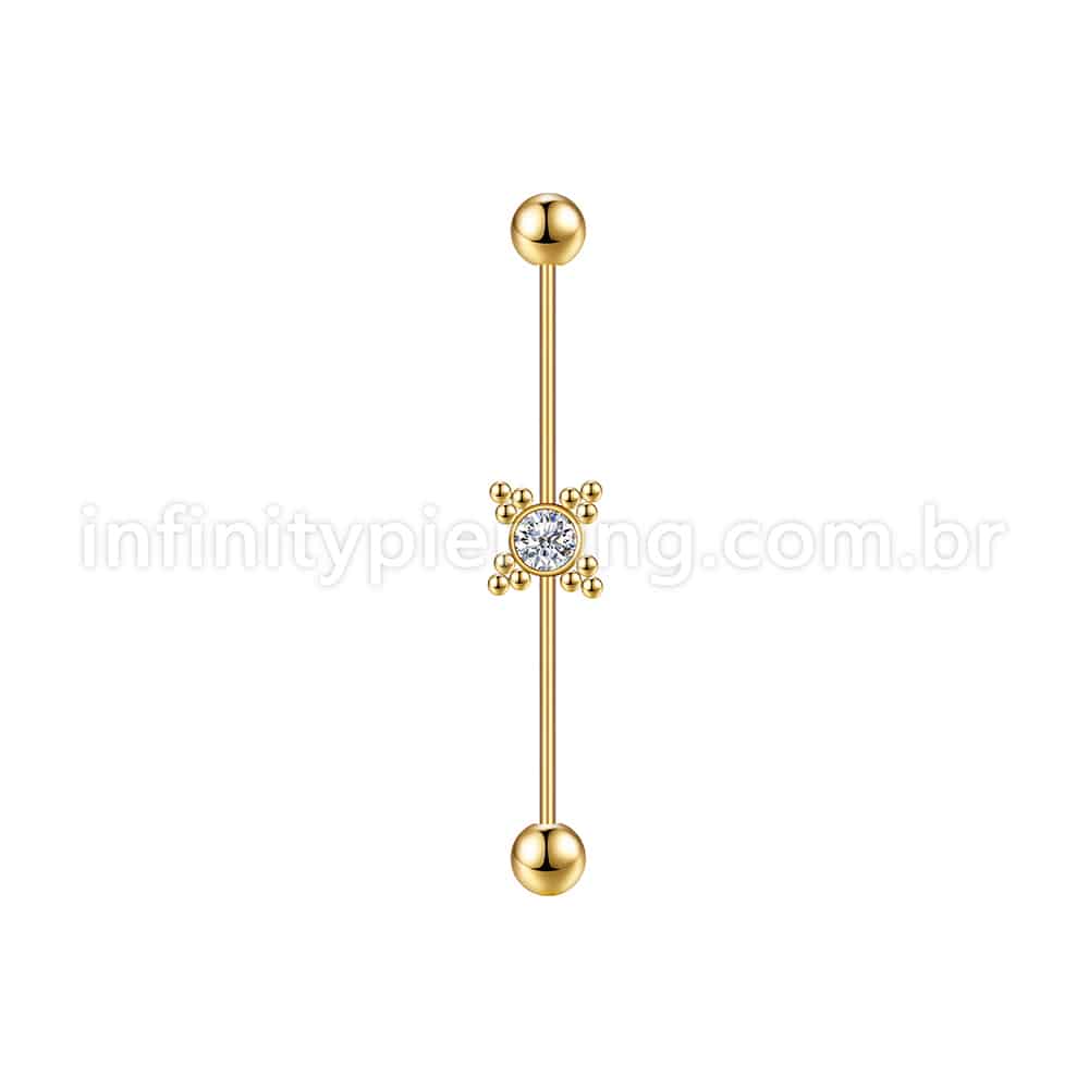 Piercing Transversal Aço Cirúrgico Indiano Zircônia