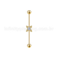 Piercing Transversal Aço Cirúrgico Indiano Zircônia