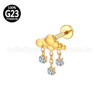 Piercing Labret Titânio Nuvem Pingente Zircônia Cravejada