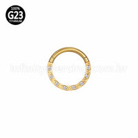 Piercing Argola Titânio Segmento Articulado Detalhes Zircônia Lateral