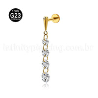 Piercing Labret Titânio Com Pingente Zircônias
