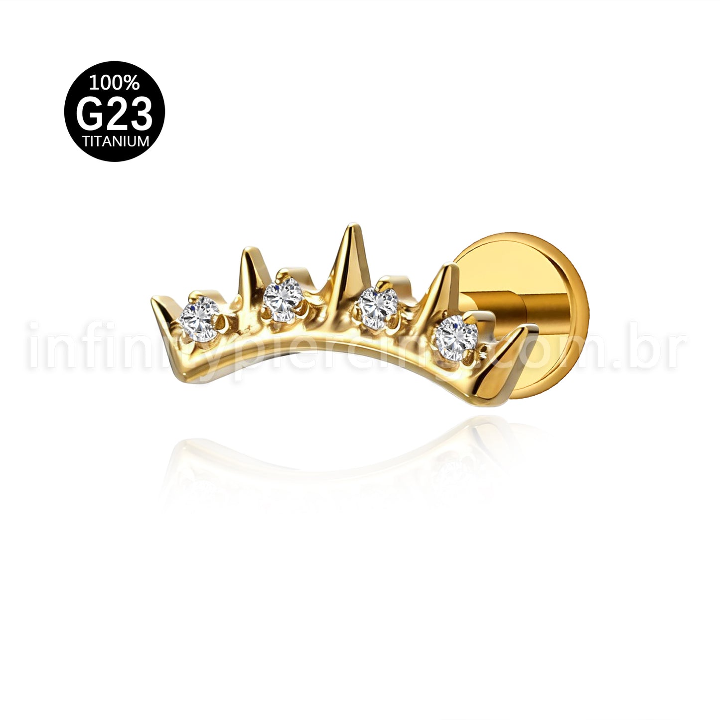 Piercing Labret Titânio Spike Zircônia Cravejada