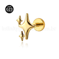 Piercing Labret Titânio Estrelas
