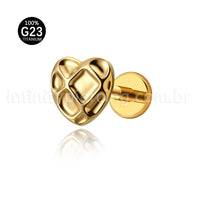 Piercing Labret Titânio Coração Jogo Da Velha