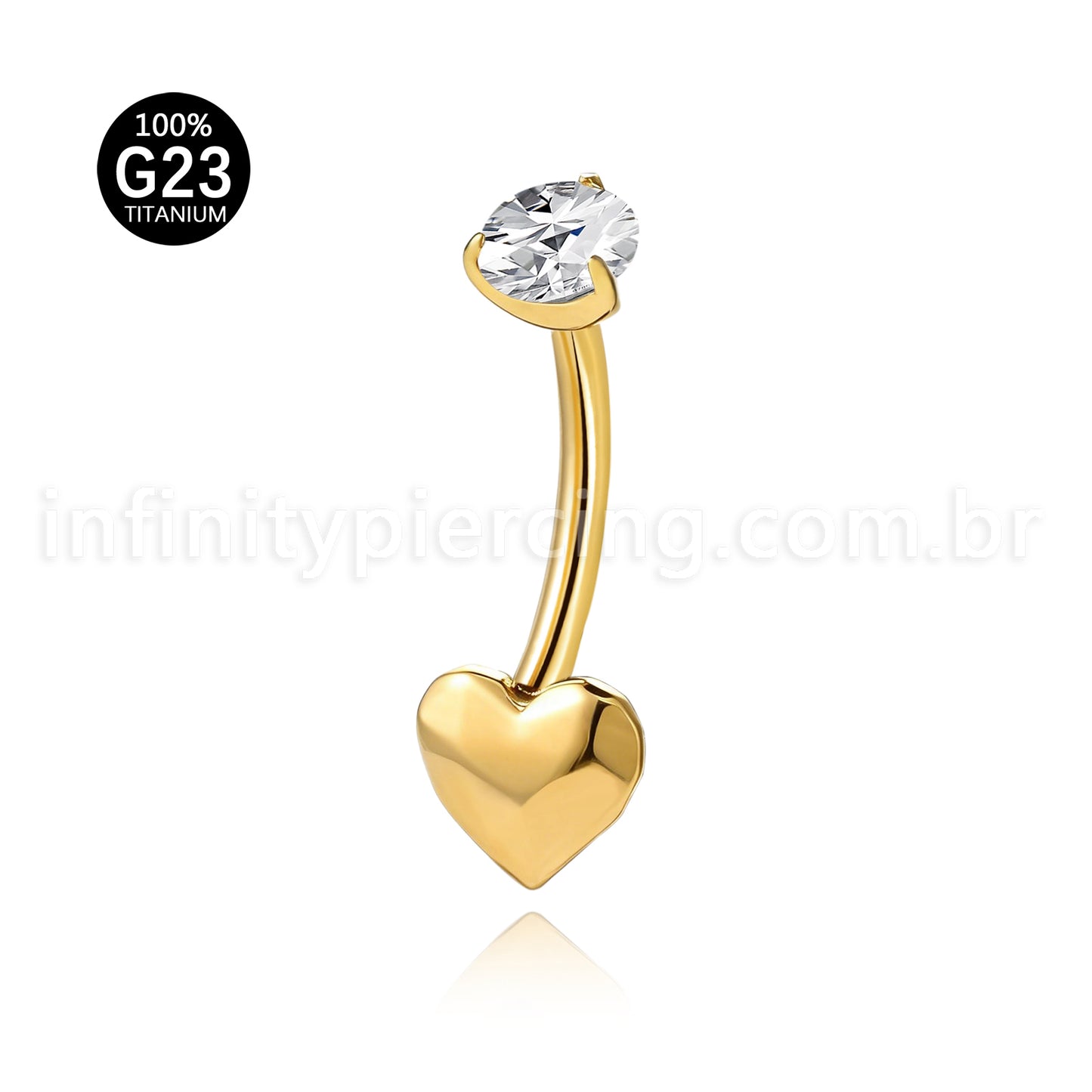 Piercing Banana Titânio Coração Lapidado