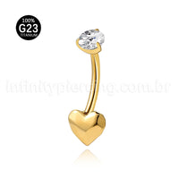 Piercing Banana Titânio Coração Lapidado