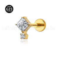 Piercing Labret Titânio Zircônia Cravejada
