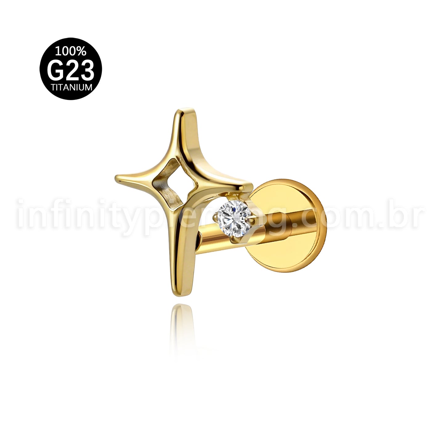 Piercing Labret Titânio Estrela