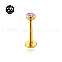 Piercing Labret Titânio Push Pin Zircônia Ponto De Luz Colorida