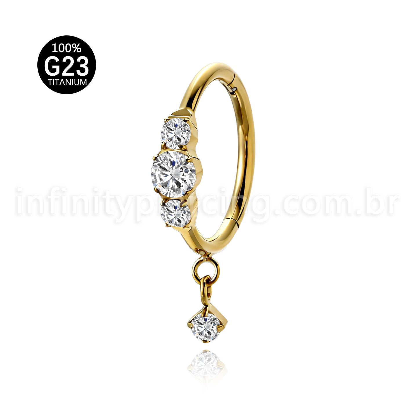 Piercing Argola Titânio Zircônia Cravejada Com Pingente