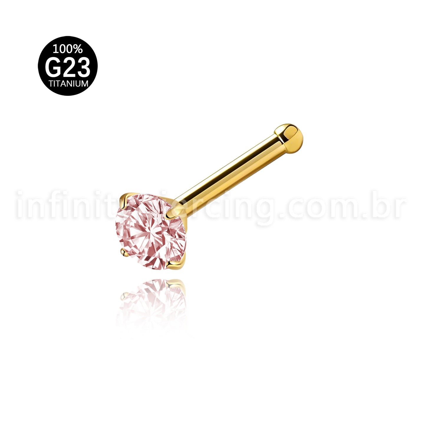 Piercing Nostril Reto Titânio Zircônia Redonda