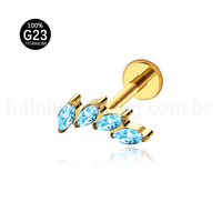 Piercing Labret Titânio Folhas Zircônia