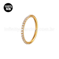 Piercing Argola Nióbio Segmento Articulado Zircônia Cravejada