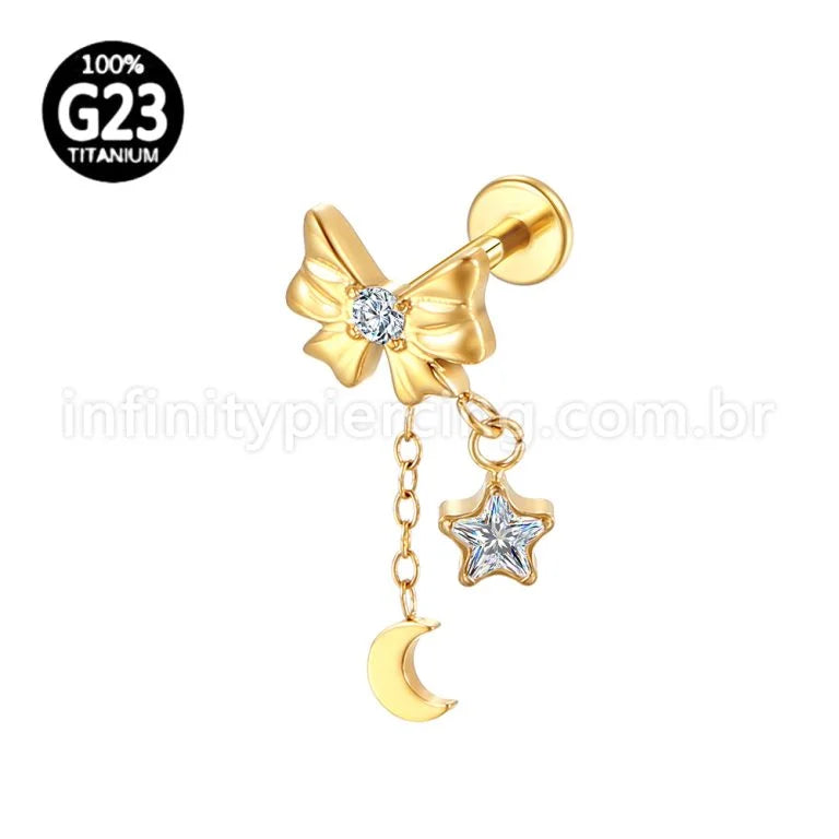 Piercing Labret Titânio Laço Com Pingente