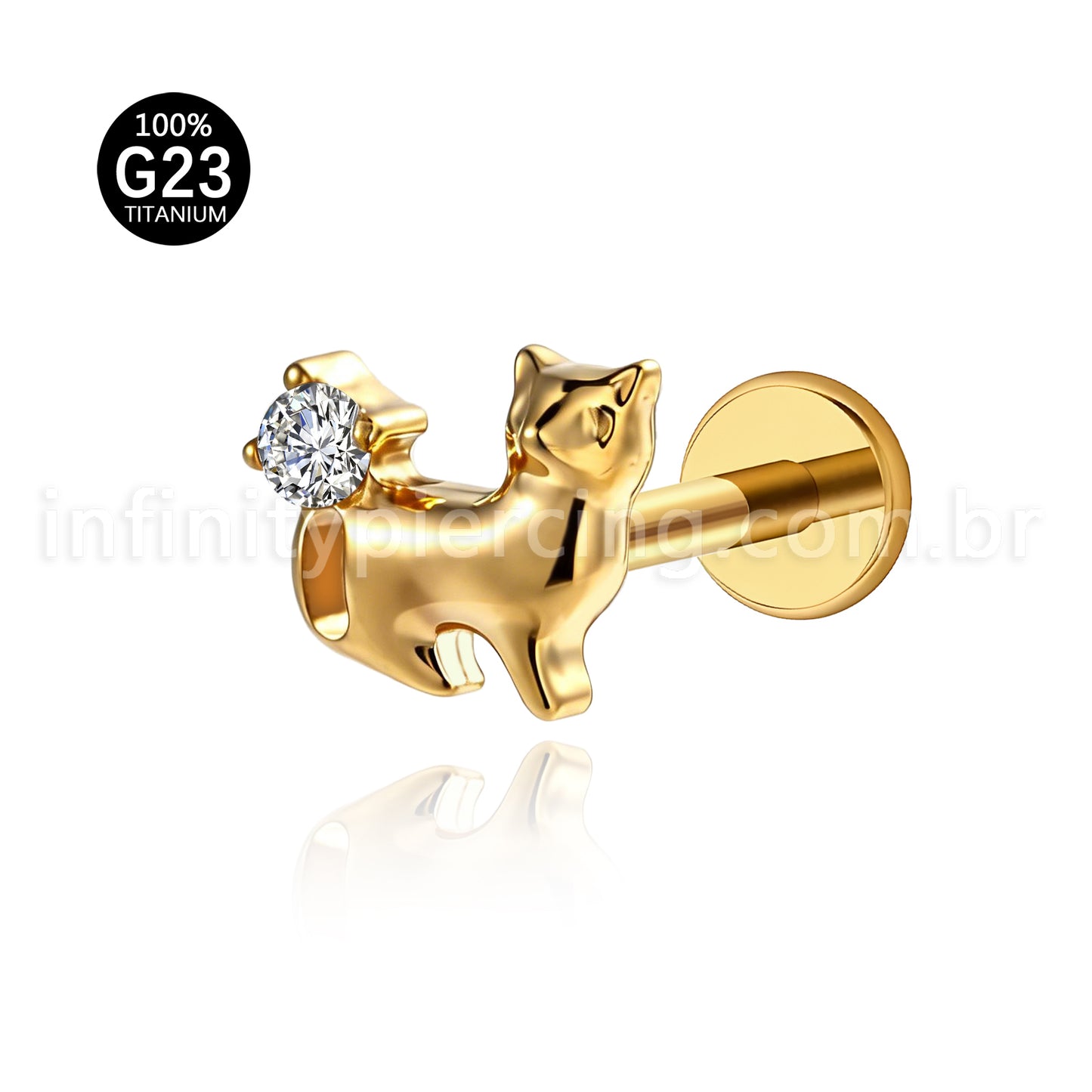 Piercing Labret Titânio Gato