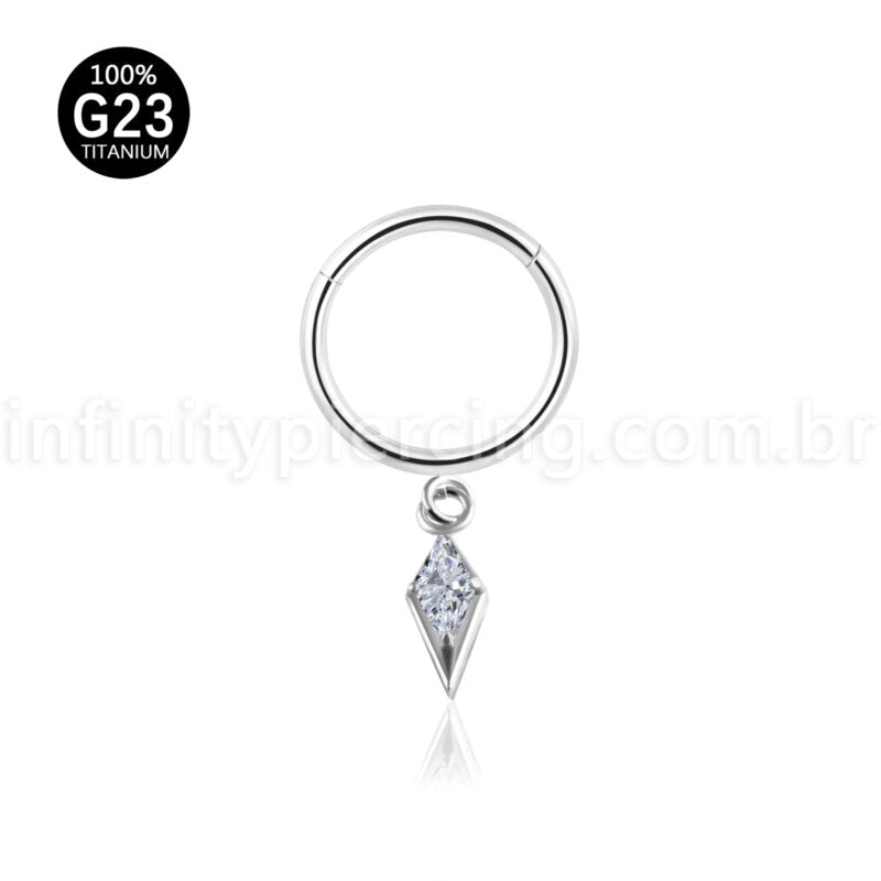 Piercing Argola Titânio Segmento Articulado Com Pingente Deltoid