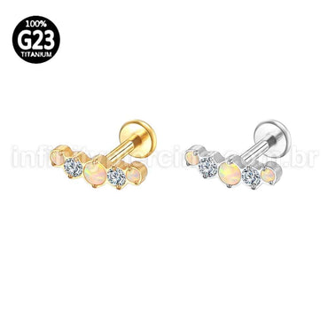 Piercing Labret Titânio 5 Pedras