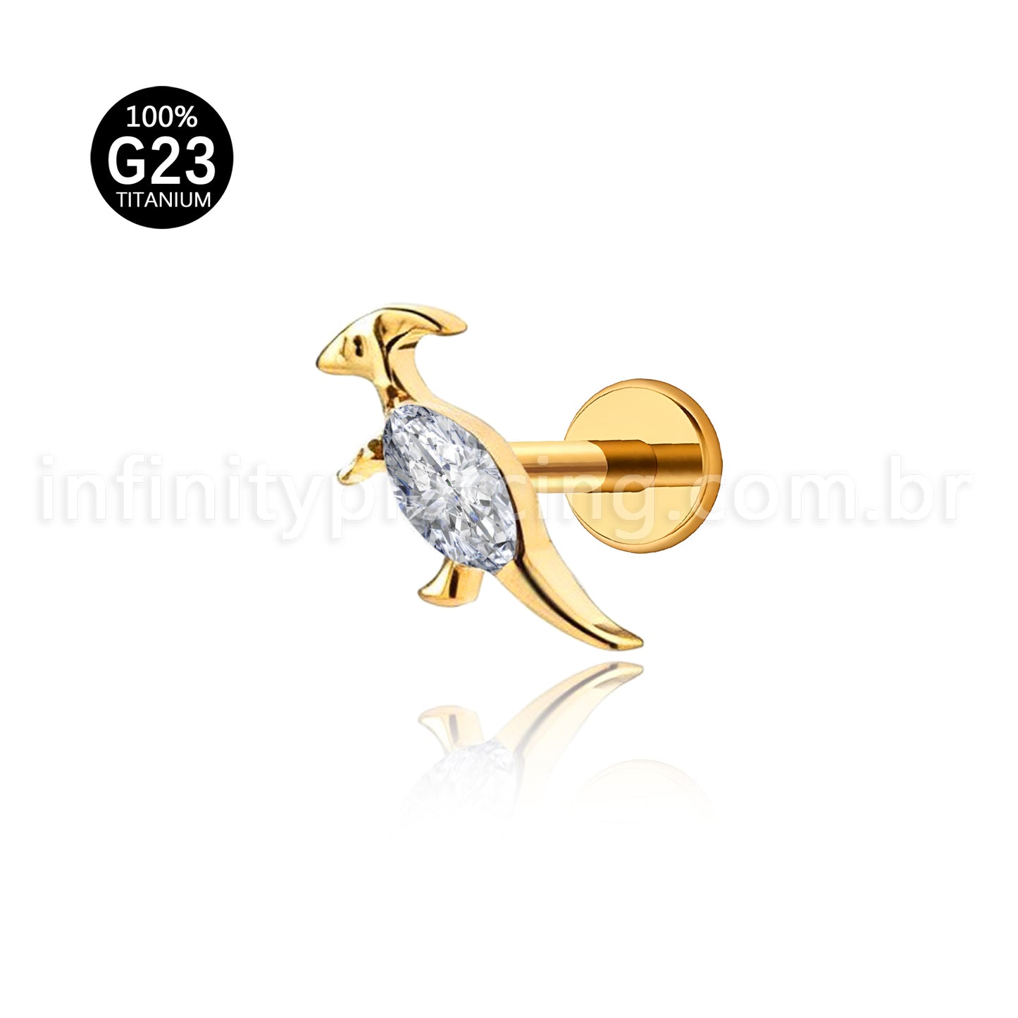 Piercing Labret Titânio Dinossauro