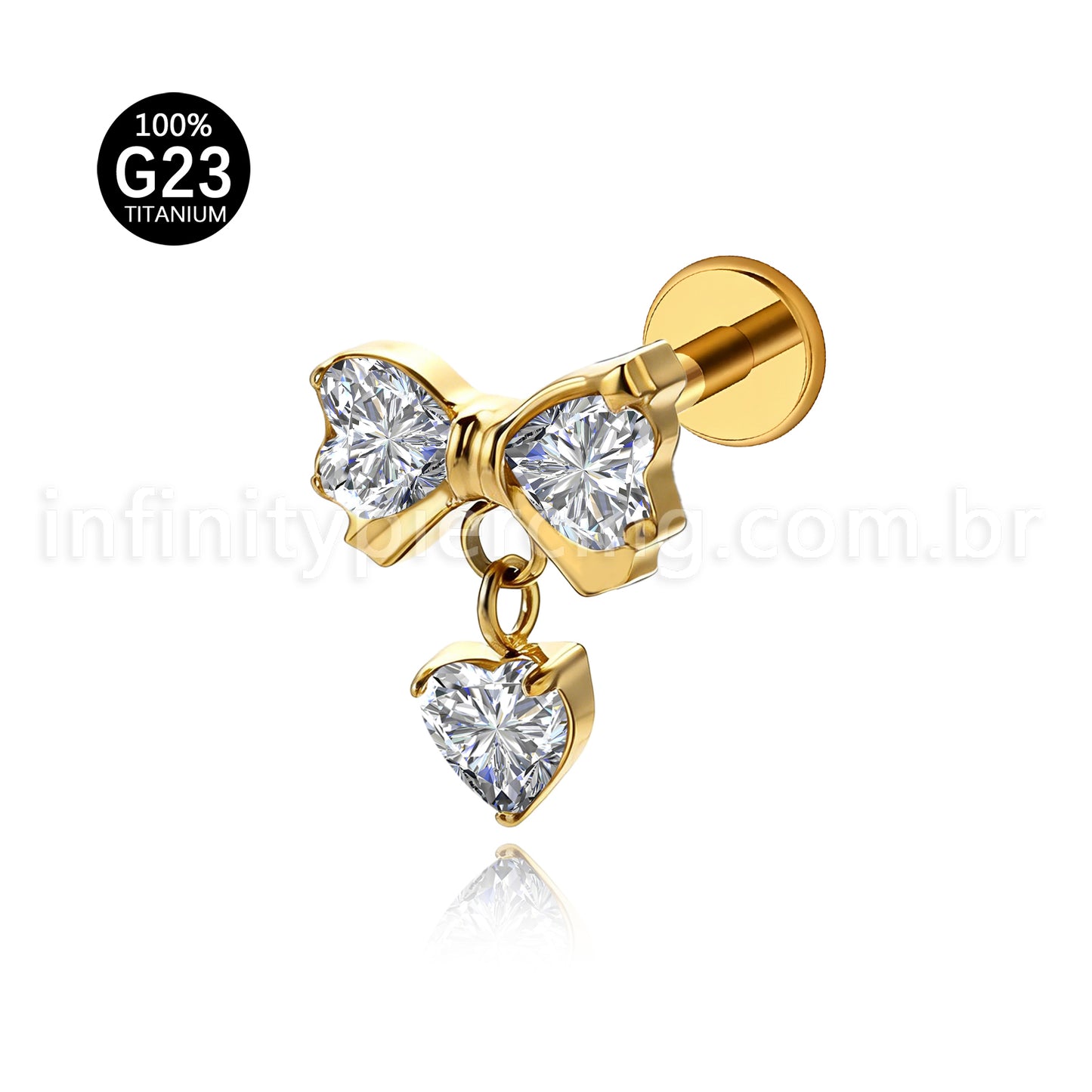Piercing Labret Titânio Laço Com Zircônia Cravejada
