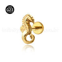 Piercing Labret Titânio Cavalo Marinho