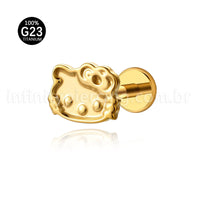 Piercing Labret Titânio Gatinha Com Laço