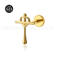 Piercing Labret Titânio Cruz Com Coração