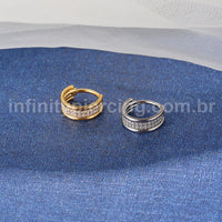 Piercing Argola Titânio Segmento Articulado Dupla Fileira Zircônia Cravejada
