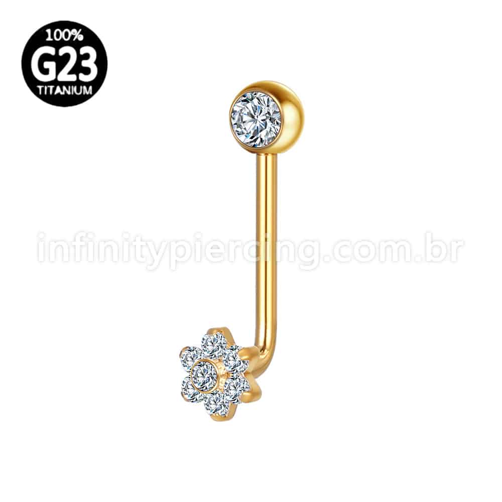 Piercing Titânio Intimo Flor Zircônia Cravejada