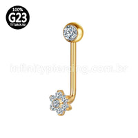 Piercing Titânio Intimo Flor Zircônia Cravejada