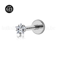 Piercing Labret Titânio Zircônia Cravejada Estrela