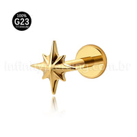 Piercing Labret Titânio Estrela Com 8 Pontas