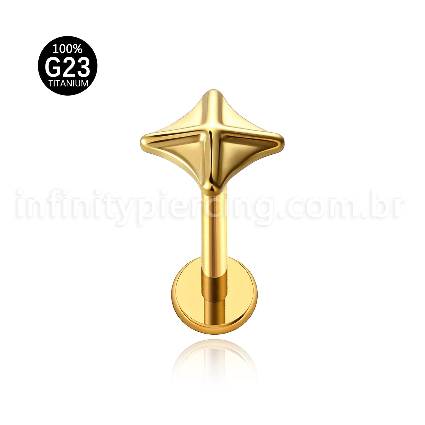 Piercing Labret Titânio Estrela Com 4 Pontas