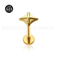 Piercing Labret Titânio Estrela Com 4 Pontas