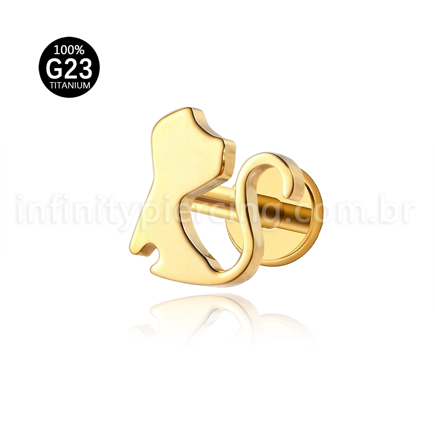 Piercing Labret Titânio Gato