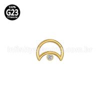 Piercing Daith Segmento Articulado Lua Titânio Zircônia/Opala