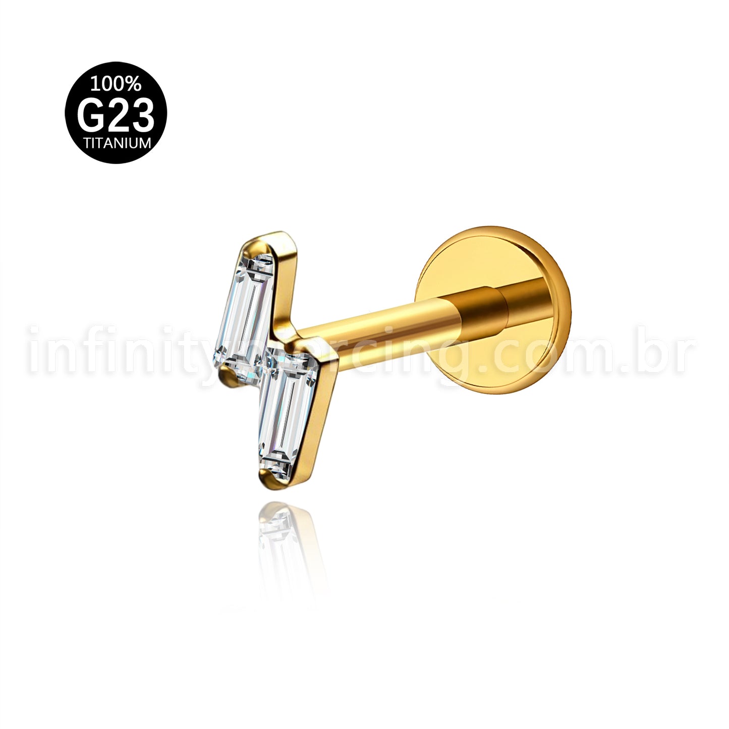 Piercing Labret Titânio 2 Zircônia Cravejada